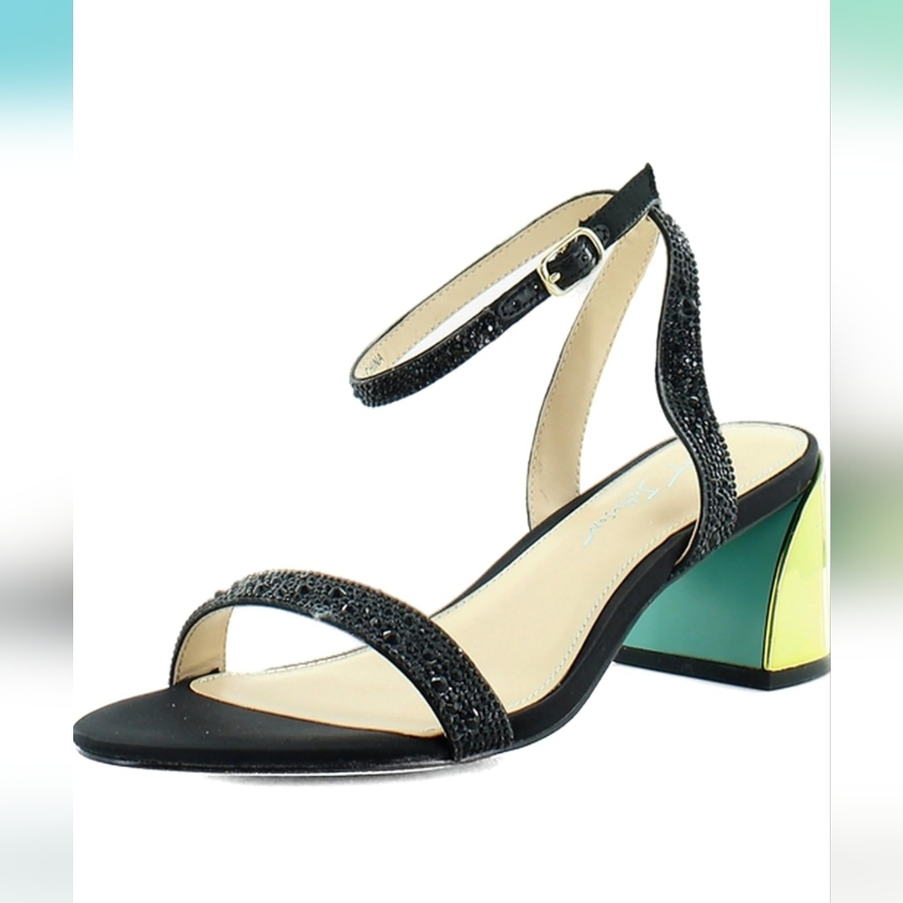 *BETSEY JOHNSON* Women's Jean Heeled Sandal, Black, Women’s Size 9.5
